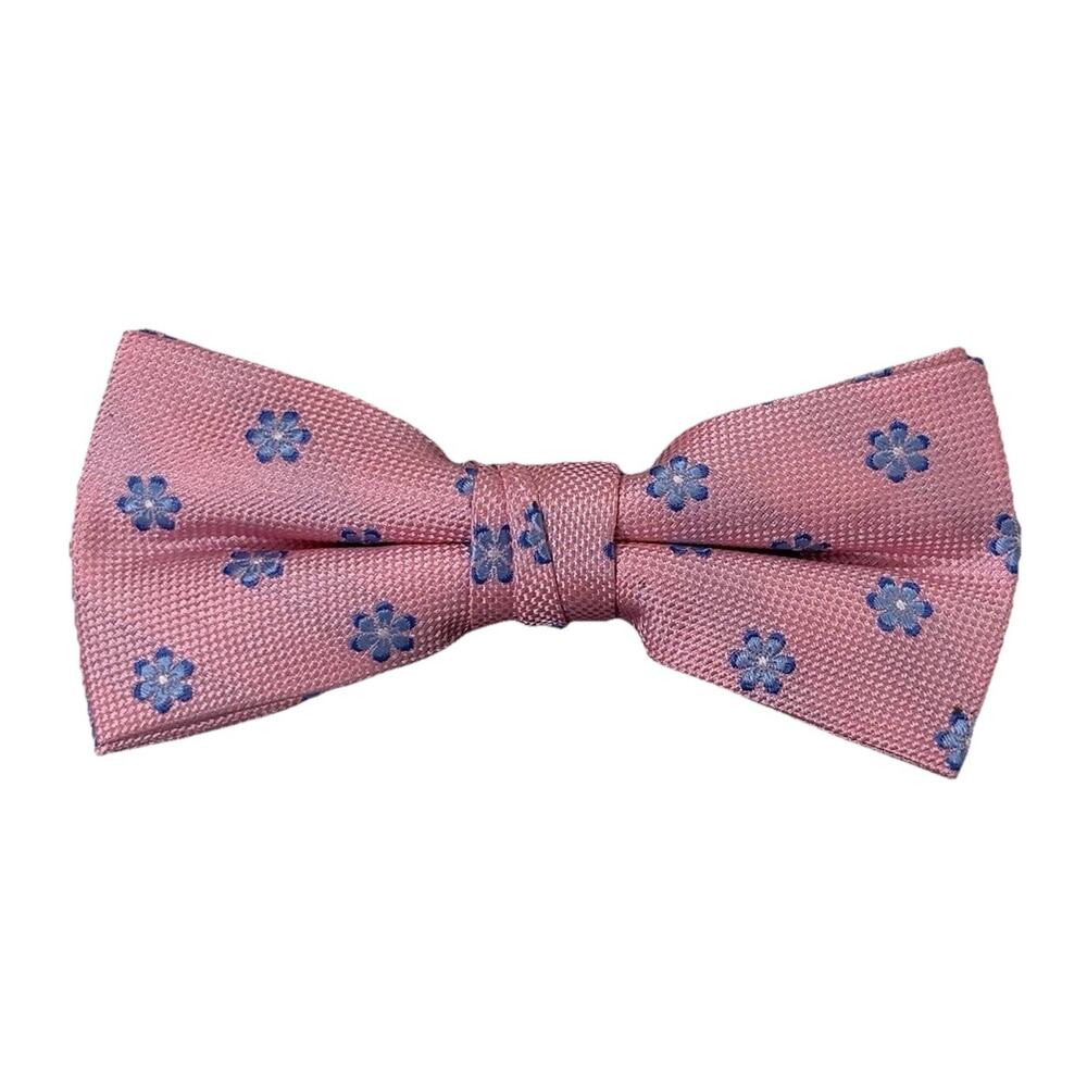 Tommy Hilfiger Men's Pink Floral Bow Tie New Preppy Wedding Prom Blue Flowers